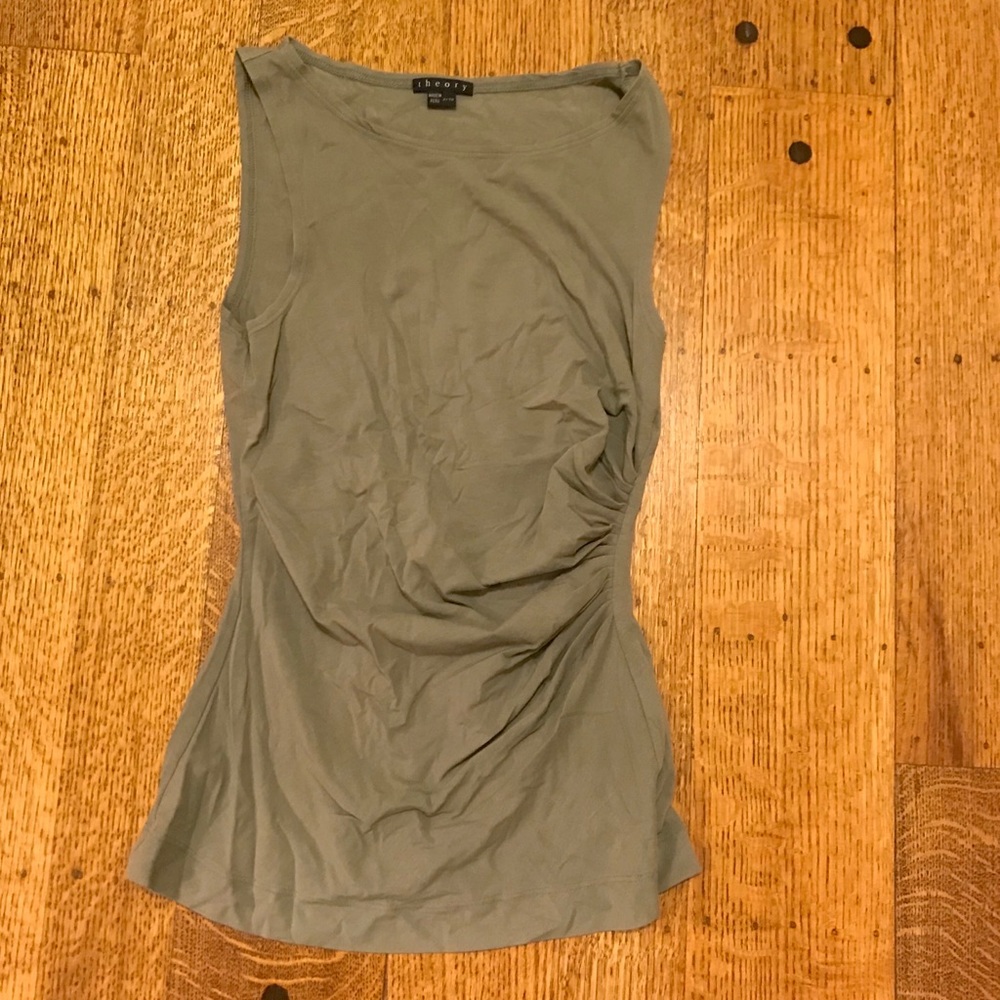 Theory sleeveless top w side ruching; XS, EUC